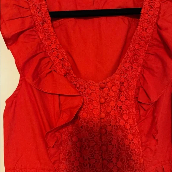 Free People Vibrant Red Ruffled Mini Dress - Picture 5 of 5